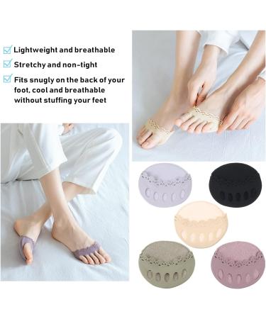 Honeycomb Forefoot Pads - 5 Pairs Sweat and Cushion Pads for Foot Fatigue Pain Relief - Black, Gray, Purple, Green, Skin - Buy Online on GoSupps.com