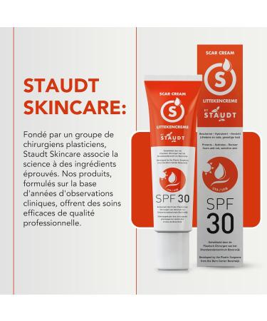 Staudt Premium Scar Cream with SPF30 - Silicone Gel for Surgical & Old Scars - Moisturizing Formula with Honey and Jojoba - Repair of the Skin Barrier - UV Protection - 40ml - Buy Online on GoSupps.com