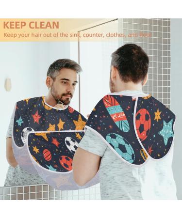 Beard Bib Apron for Men - Beard Hair Catcher Perfect Father's Day & Christmas Gift Fun Star Colored Balls Design - Buy Online on GoSupps.com