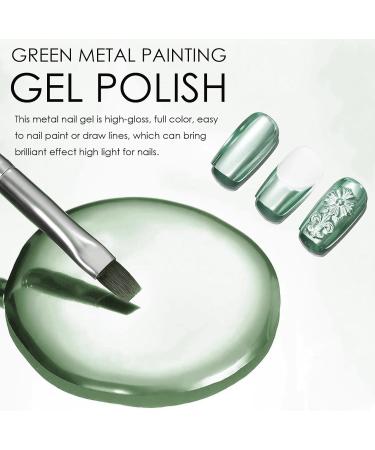 DMQ Mirror Metallic Nail Polish Green Painting Drawing Gel Nail Polish Nail Art Reflective High Shine Nail Gel Soak Off UV/LED 3D Metal Glitter Long-lasting Brightness for DIY Christmas Nail Art - Buy Online on GoSupps.com