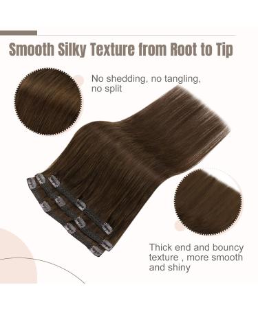 FSHINE 30cm Dark Brown Clip-In Hair Extensions - Remy Silky Soft 50g #4 - 3PCs Real Ethhair - Buy Online on GoSupps.com