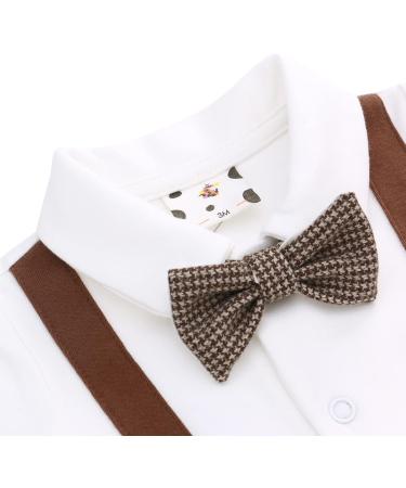 Famuka Baby Boy Formal Wedding Outfit Suit 3 Months Brown | Gentleman Tuxedo with Bows | 2 PCS Set - Buy Online on GoSupps.com