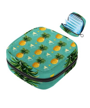 Javenproeqt portable women's binding bags menstrual cup pocket female menstrual pads bags for teenage girls tampons for the first period pineapple-green pattern