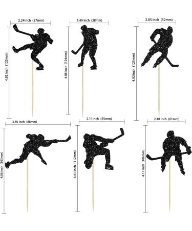 Gyufise 24Pcs Hockey Cupcake Toppers Black Glitter Hockey Players Cupcake Picks Ice Hockey Sports Theme Baby Shower Boys Girls Birthday Party Cake Decorations Supplies Black-1 - Buy Online on GoSupps.com