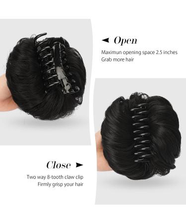 FESHFEN Claw Clip Messy Bun Hair Piece - Black Brown Curly Wavy Chignon Updo Scrunchie for Women - Buy Online on GoSupps.com