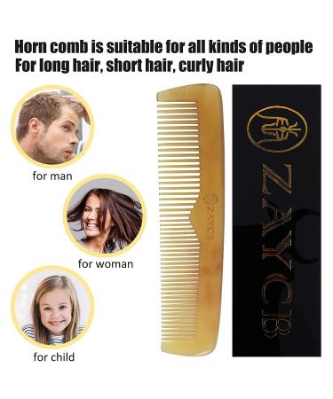 ZAYCB Buffalo Horn Fine Tooth Comb - Anti-Static Hair Styling Detangling Comb for Men, Women, and Kids - Yellow Classic Design - Suitable for All Hair Types - Buy Online on GoSupps.com