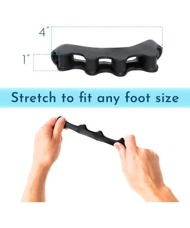 Functional Fitness Toe Separators - Foot Pain Relief for Plantar Fasciitis - Fix Bunions and Correct Toes - Crossfit Toe Spacers in Dark Black-A - Buy Online on GoSupps.com