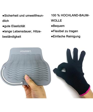 Travel Pad for Hair Tools - Heat-Resistant Counter Protection for Curling Irons & Straighteners | Includes Glove | Lessmon Gray 22.9x16.5cm - Buy Online on GoSupps.com