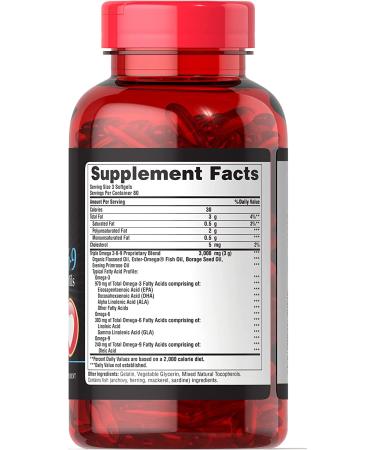 Triple Omega 3-6-9 Fish, Flax & Borage Oils - Heart & Joint Health Support | 240 ct by Puritan's Pride - Buy Online on GoSupps.com