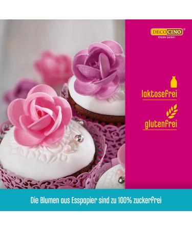 Decocino Edible Roses - Lila & Rosa | 16 Pieces for Wedding & Birthday Cake Decorations | Perfect for Cupcakes & Muffins - Buy Online on GoSupps.com