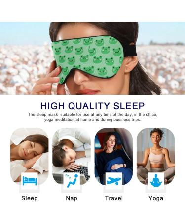 Haskirky Light Blocking Eye Mask - Adjustable Breathable Sleep Mask for Men and Women - Ideal for Travel, Yoga, Meditation - Cartoon Frog Green - Buy Online on GoSupps.com