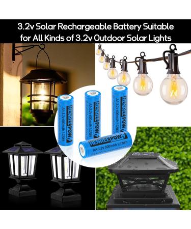 Buy Henreepow AA 3.2V 600mAh LiFePo4 Rechargeable Batteries - Ideal for Solar Lights | Low Self-Discharge 4-Pack - Buy Online on GoSupps.com