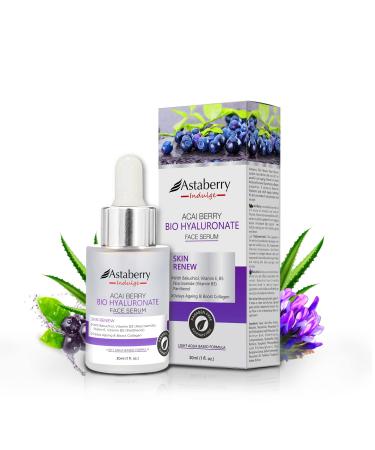 Acai Berry Anti Aging Facial Serum with Hyaluronic Acid Bakuchiol Retinol Niacinamide Vitamin A - Firms Lifts Smooths Evens Skin Tone Eye Area Fine Lines & Wrinkles