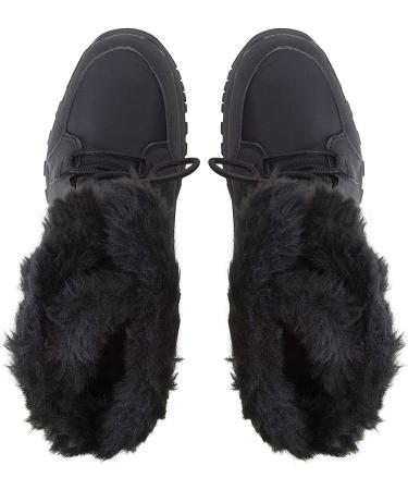 Polar Women's Quilted Faux Fur Cuff Winter Boots - Black | Duck Rubber Sole | Snow & Rain Outdoor Boot - Buy Online on GoSupps.com