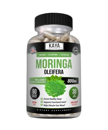 Kaya Naturals Moringa Leaf Extract - Complete Greens Superfood Supplement - Pure Miracle Tree Moringa - Boost Energy Naturally - Nutrient Dense Vitamins for Adult - 60 Veggie Count 60 Count (Pack of 1)