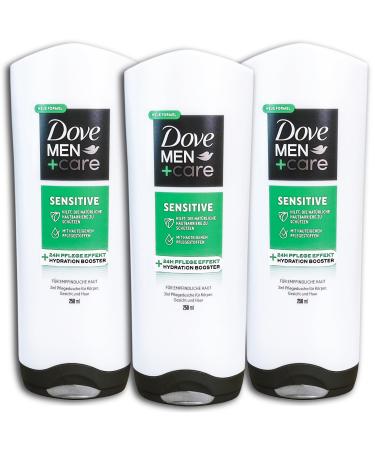 TopDeal Dove Men+Care 3-in-1 Sensitive Shower Bottle 3 x 250 ml Pack of 3