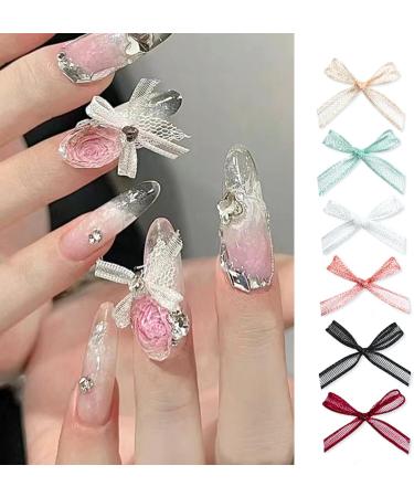 10x/set Organza Bowknot Nails Black White Nail Art Nail Art Decoration Nail Supplies for Salon 10x Nail Art Champagne Organza Bowknot Nails  - Buy Online on GoSupps.com