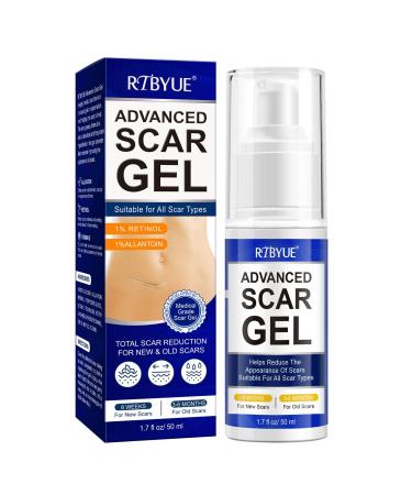 Scar Cream Gel - With Retinol  Allantoin  Vitamin E  Advanced Scar Gel  Scar Remover Cream for C-Section  Stretch Marks  Acne  Surgery  Injury  Burns - Effective For Old & New Scars - 1.7 oz 1 PACK