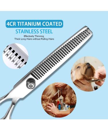 Maxshop Professional Dog Grooming Scissors Set - Titanium Stainless Steel Thinning Shears for Dogs & Cats - Set of 3 - Buy Online on GoSupps.com