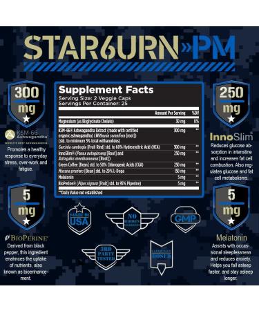 T6 STAR6URN-PM Fat Burner & Sleep Aid with Green Coffee Bean & Garcinia Cambogia - 50 Veggie Caps - Buy Online on GoSupps.com