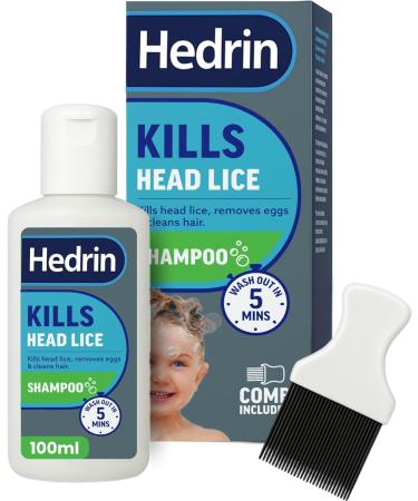 Hedrin Head Lice Shampoo and Comb Kit Kills Head Lice and Eggs in 5 Minutes - 4 Treatments uitable for Adults and Children - Formerly All-in-One - Packaging May Vary - 100ml