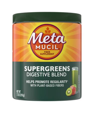 Metamucil Greens SuperFood Powder Fiber Supplement for Digestive Health* and Regularity* Gluten Free Plant-Based Stevia Great Taste Kiwi Apple Flavored 3g Dietary Fiber per Serving 42 Servings