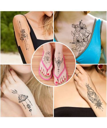 Cerlaza Temporary Tattoos for Women - 66 Sheets Henna Flower Designs | Waterproof, Long Lasting Semi Permanent Fake Tattoos - Buy Online on GoSupps.com
