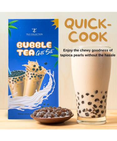 Bubble Tea Kit Gift Set - DIY Boba Tea Set with Tapioca Pearls, Milk Tea Powder, Glass Pint & Steel Straw - Buy Online on GoSupps.com