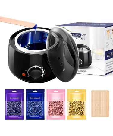 Waxing Kits Wax Full Kit Wax Warmer Hair Removal Kit with 4 * 100g Hard Waxing Beads & 30 Waxing Sticks Home Use for Bikini/Eyebrows/Face - Wax Kit Home Waxing Kit for Women/Men (Black) - Buy Online on GoSupps.com