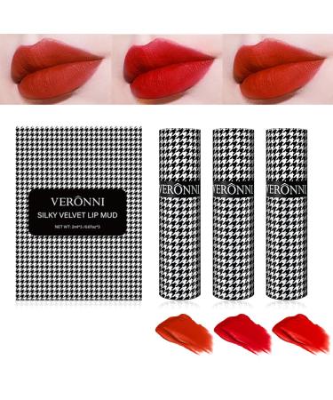 VERONNI 3 Colors Matte Lip Mud Set - Long Lasting Velvet Lip Gloss | Multi-Purpose Matte Lipstick for Lips & Face (Set B - Buy Online on GoSupps.com