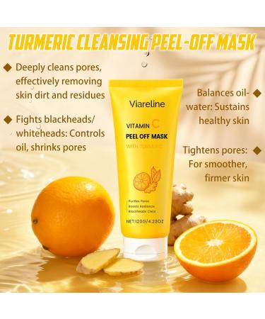 Dongcill Facial Mask with Turmeric and Vitamin C Set Vitamin C PeelOff Mask + Turmeric Facial Cleanser Cleansing Foam for a Radiant Complexion Against Dark Spots Against Acne - Buy Online on GoSupps.com