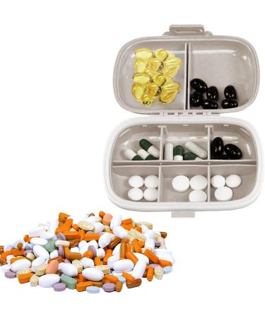 ZUMASO Daily Pill Organizer - 8 Compartment Travel Container for Vitamins & Medications | Portable Beige Pill Box - Buy Online on GoSupps.com