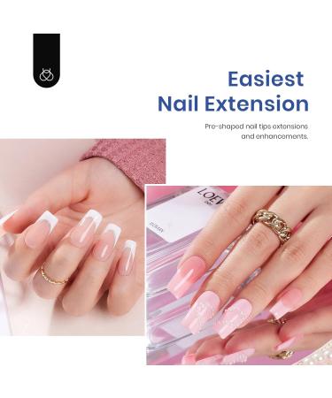 Beetles Gel Nail Kit Easy Nail Extension Set 5 In 1 Nail Glue Gel Base Coat with Pre shaped Medium Square Gel Nail Tips and Uv Led Nail Lamp Acrylic Nail Clipper Nail Art Gifts for Women Square Medium - Buy Online on GoSupps.com