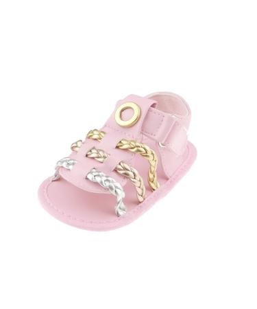 Glamour Girlz Baby Girls Rope Leather Look Summer Beach Holiday Strappy Sandals 3-6 Months Pink