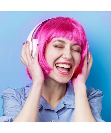 PLULON Peach Pink Bob Wig and Sunglass Set Neon Short Bob Wig Sunglass Pack Costume Colorful Cosplay Wig Hairpieces for Bachelorette Neon Party Favors Halloween Decorations Peach Pink Short - Buy Online on GoSupps.com