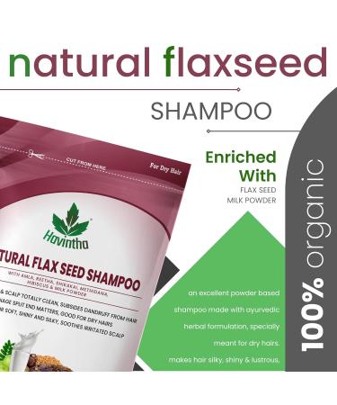 Havintha Natural Flaxseed Shampoo for Dry Hair - Amla Reetha Shikakai Methidana Hibiscus & Milk Powder - 227gm - International Shipping - Buy Online on GoSupps.com