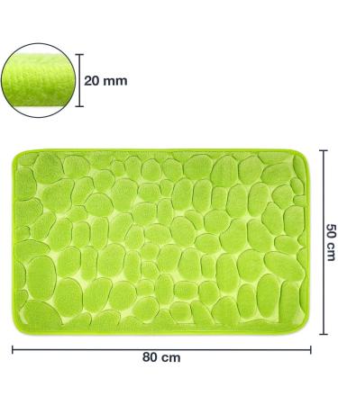Wohndirect Set of 2 Memory Foam Bathroom Carpets - Non-Slip Washable Quick-Drying - 50x80 cm Green Bath Mats Ideal for Showers & Bathrobes - Buy Online on GoSupps.com
