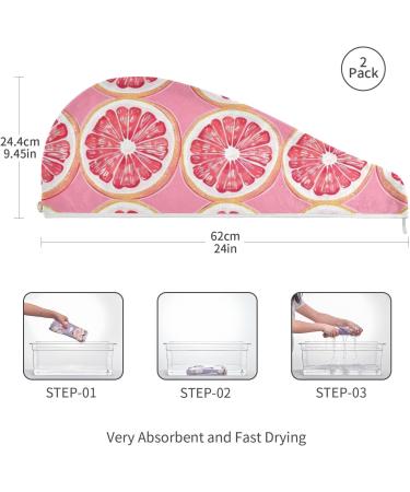 Super Absorbent Small Pink Grapefruit Hair Towels - 2 Pack Quick Dry Turbans for Women & Girls - Buy Online on GoSupps.com