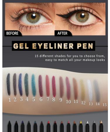 Nude Eyeliner Pencil Gel Sharpenable Peach Waterline Eyeliner Waterproof Smudge-Proof Long Lasting Eye Brightener Pen with Sharpener Soft Cream Rich Color Eye Liner Makeup Delineador De Ojos-15 15 Nude - Buy Online on GoSupps.com