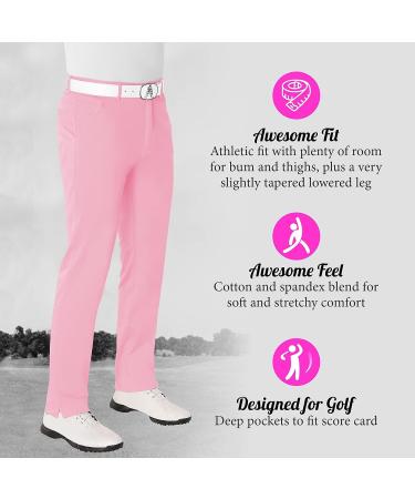Royal & Awesome Pastel Men's Golf Pants | Slim Fit Stretch Dress Pants 38W x 32L | Pastel Pink - Buy Online on GoSupps.com