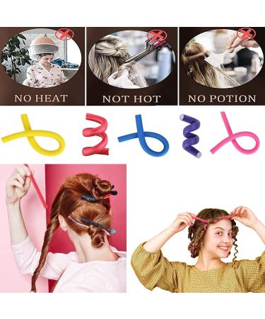 JEOPKO 10Pcs Flexi Rods for Hair Curlers Rollers Long and Short Hair Heatless Magic Sleeping Styling DIY Salon Bendy Rollers Curling Rod Flexible Rods blue purple pink yellow red - Buy Online on GoSupps.com