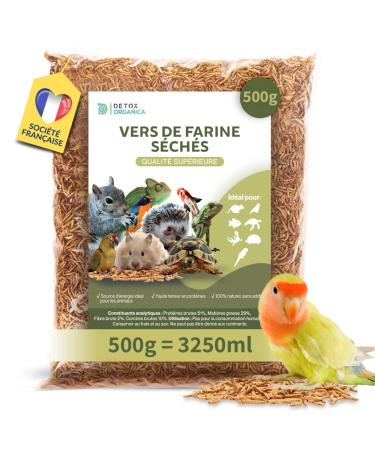 Dried Mealworms [500g = 3250ml - Premium Quality] Treat for Birds, Hedgehogs, Turtles, Reptiles, Fish, Rodents