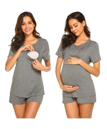 Unibelle Nursing pyjamas maternity pyjamas nursing shirt and trousers short summer S-XXL XXL Grey