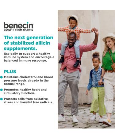 Benecin 1500mcg Stabilized Allicin Capsules | Enhanced with SAC & Polyphenols from Black Garlic | Immune & Heart Support | 60 Vegetarian Capsules - Buy Online on GoSupps.com