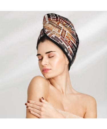 Hair Towel Wrap | Quick Drying Turban with Button | Vintage Coffee Design | Best Hair Drying Towel for Effortless Styling - Buy Online on GoSupps.com