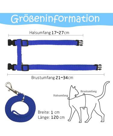 Adjustable Nylon Cat Leash & Harness Set - Soft Blue Cat Dishes for Kittens Puppies & Rabbits - 2 Piece Kit - Buy Online on GoSupps.com
