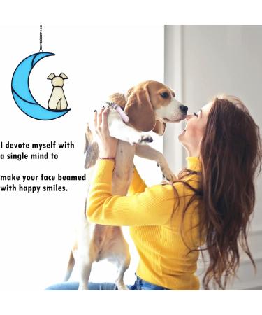 Stained Glass Dog Memorial Suncatcher Yellow Dog Decor on Blue Moon Window Hangings | Sympathy Gift for Loss of Dog - Buy Online on GoSupps.com