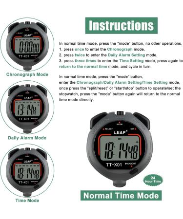 LEAP Digital Stopwatch Timer - Large Display, 30M Waterproof, EL Backlight - Ideal for Sport Coaches, Referees, Fitness Teachers, and Athletes - Gray - Buy Online on GoSupps.com