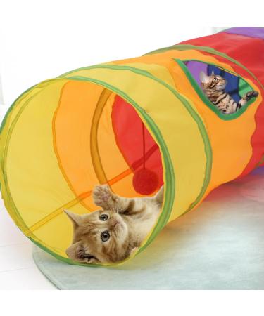Shoze Cat Tunnel Collapsible Cat Toys Tunnel with 2 Peek Holes Rainbow Tunnel for Indoor Cats Pet Interactive Play Tunnels with a Play Ball Exercising Hiding Training and Running with Fun - Buy Online on GoSupps.com