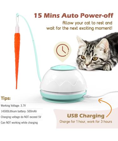 Pawaboo 2 in 1 Electric Cat Toys USB Rechargeable Automatic Cat Exercise Teaser Toy with 3pcs Replacement Indoor Interactive Cat Toy Pop and Play Feather Teaser Wand Toy for Cat Kitten Kitty Green - Buy Online on GoSupps.com